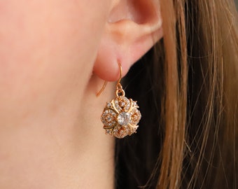 Gold Victorian Earrings: Cubic Zirconia Regency Dangle Earrings