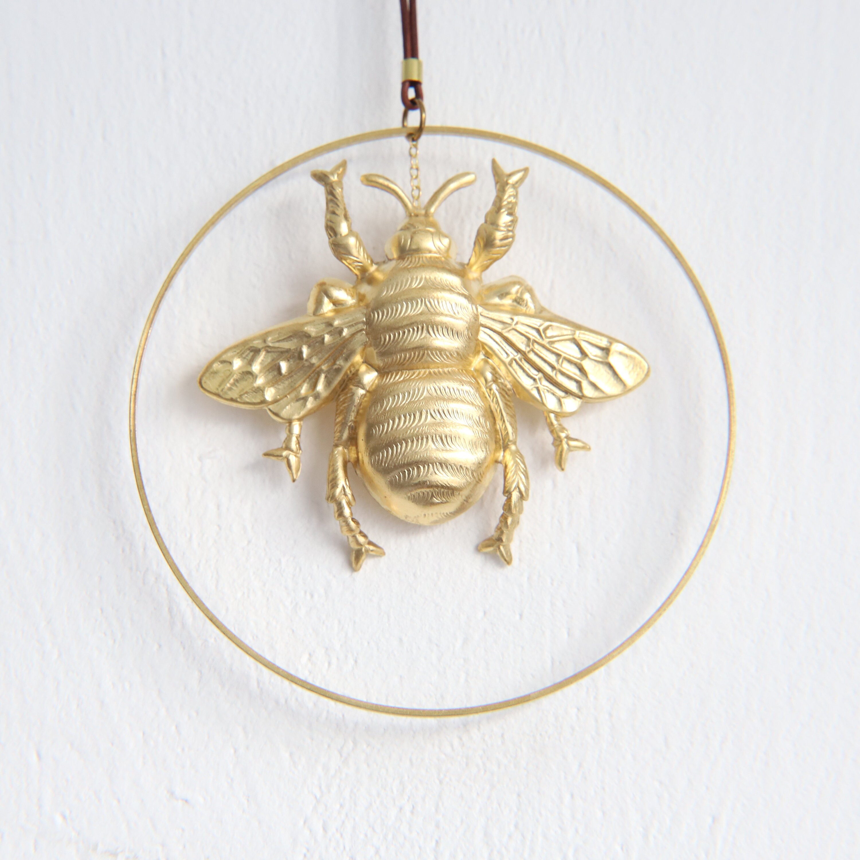 Bee Decoration Raw Brass Fern Leaf Hanging Ornament Bumble - Etsy UK