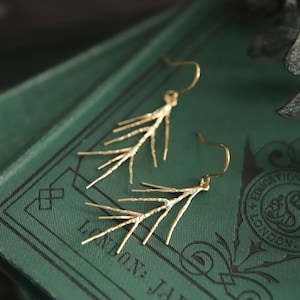Branch Earrings, Nature Earrings, Gold Dangle Earrings, Earrings For Women, Matte Gold Earrings, Woodland Wedding Earrings, Bridesmaid Gifts