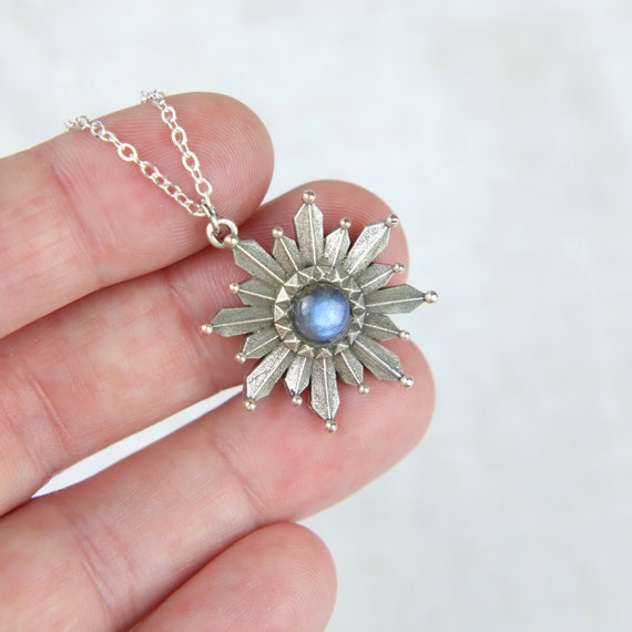Buy Moonstone Star Necklace, Labradorite Silver Sun, Rustic Pointed Star,  Celestial Theme, Blue Flashes, Gemstone Pendant,gift for Her,teen Gift  Online in India 