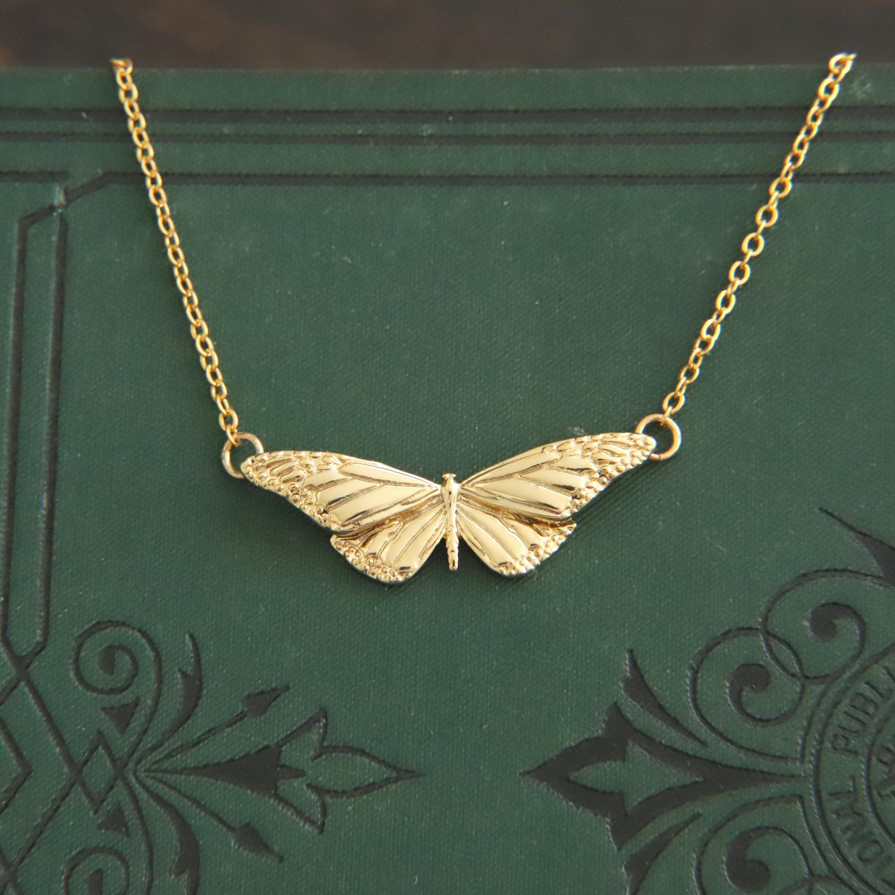 Dainty Gold Butterfly Necklace: Victorian Style Pendant - Etsy 