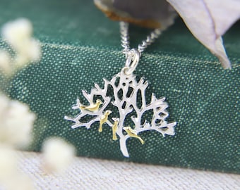 Silver Tree Necklace, Tree Of Life, Four Birds Pendant, Family Tree Necklace, Mothers Day Gift For Her, Grandma Gift, Mommy Necklace, UK