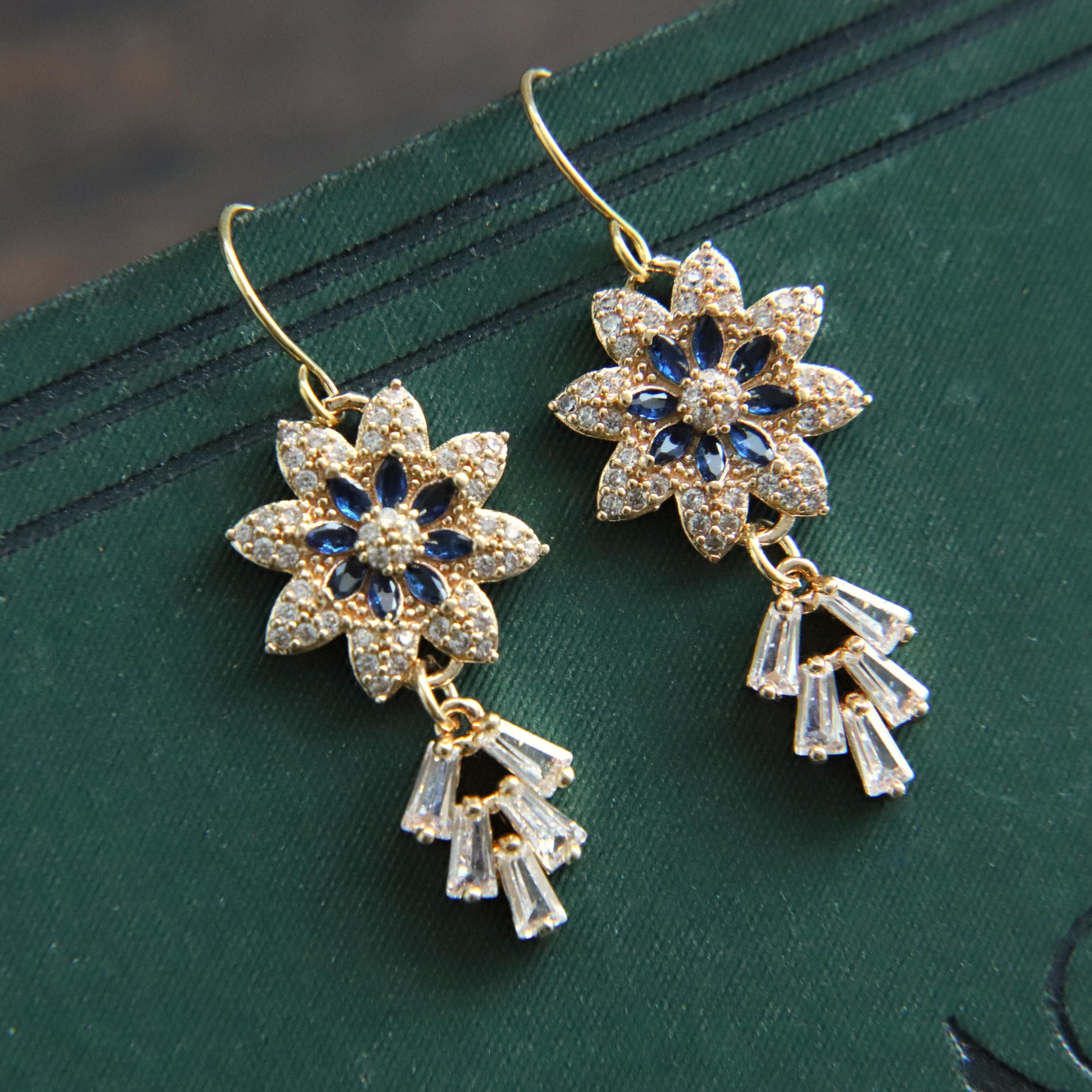 Vetieeimo Sparkling Flower Wedding Jewelry Set – CZ Choker & Stud Earrings For Bride & Bridesmaids