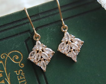 Orecchini Art Deco, Orecchini Marquise, Orecchini pendenti con diamanti in zirconio Anni '20 Anni Venti Cristallo geometrico Dangles Gocce Art Nouveau vittoriano