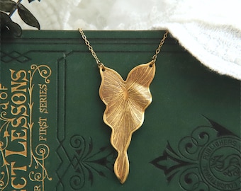 Colar Art Nouveau, Colar Élfico, Colar Art Déco, Colar dos Anos 1920, Colar com Folha de Ouro, Joias Art Nouveau, Colares de Casamento, Fairycore