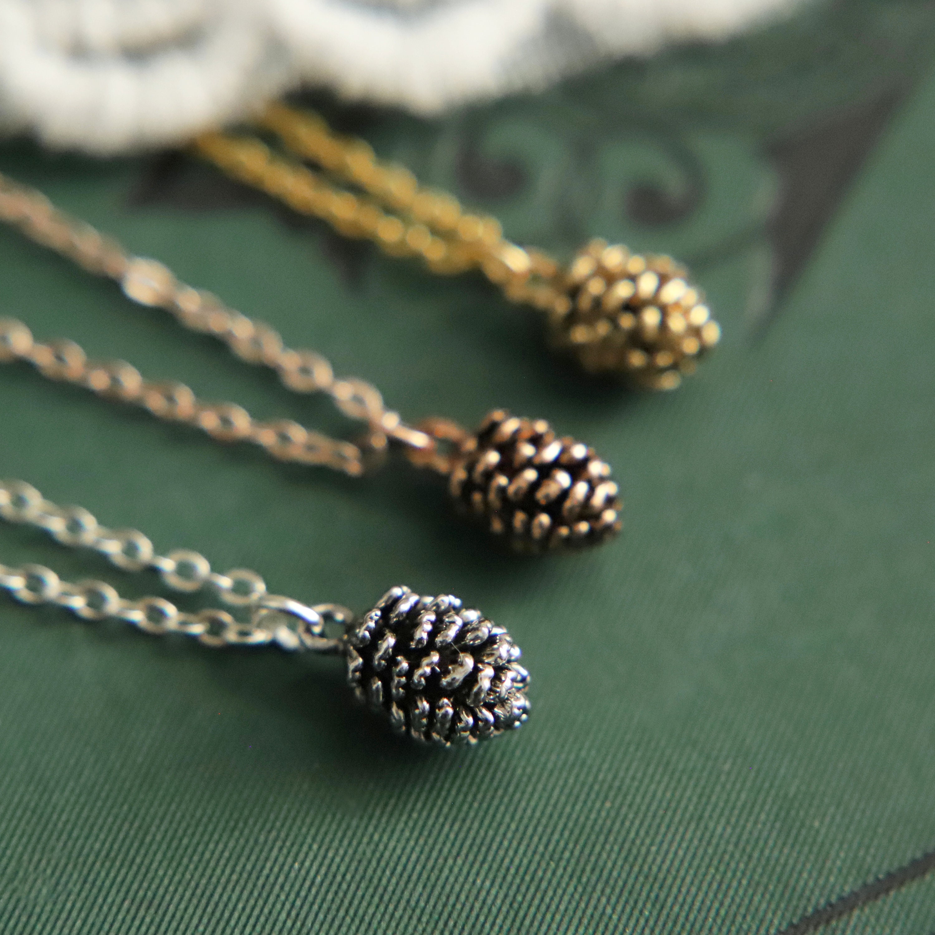 Rose Gold Silver Gold Pinecone ONLY Necklace Fall Autumn 