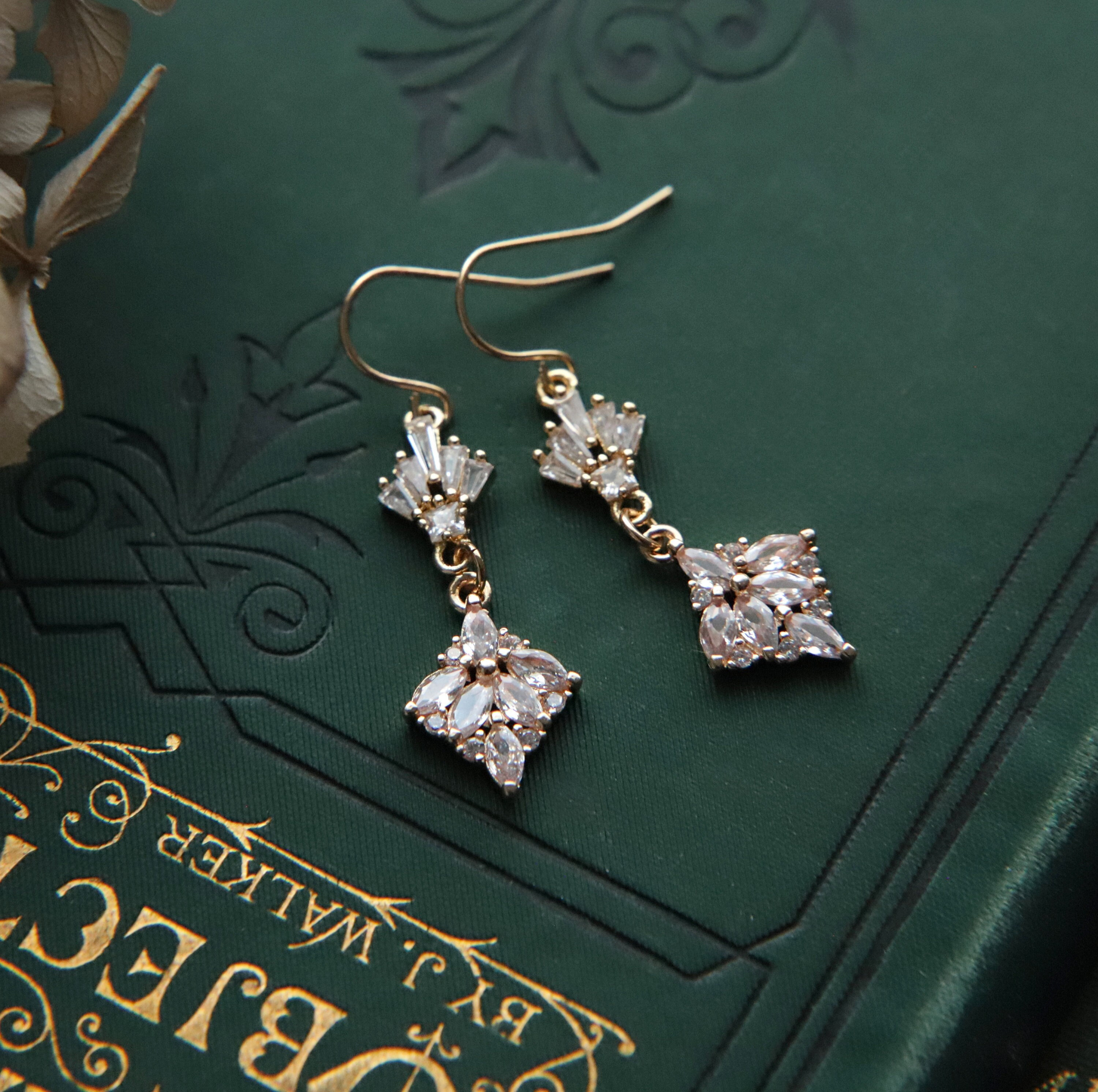 Boucles D'oreilles Pendantes Or/argent Art Déco PN N4525 - Occasion, Collection, Fermoir Clous