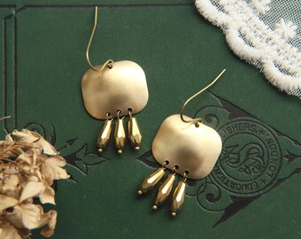 Art Deco Kronleuchter Ohrringe: Gold Messing Fransen, Braut Boho Stil