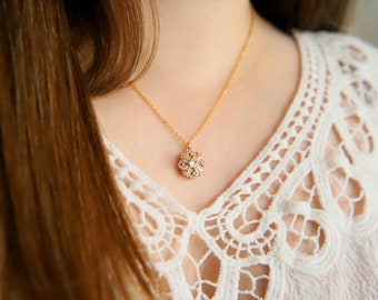Gold Edwardian Necklace: Victorian Cubic Zirconia Pendant