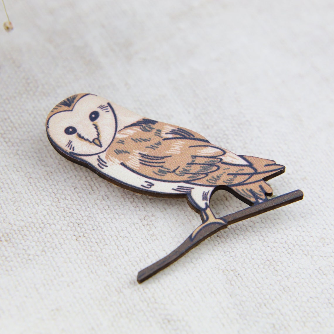 Owl Brooch Owl Pin Barn Owl Badge Realistic Owl Jewellery Etsy
