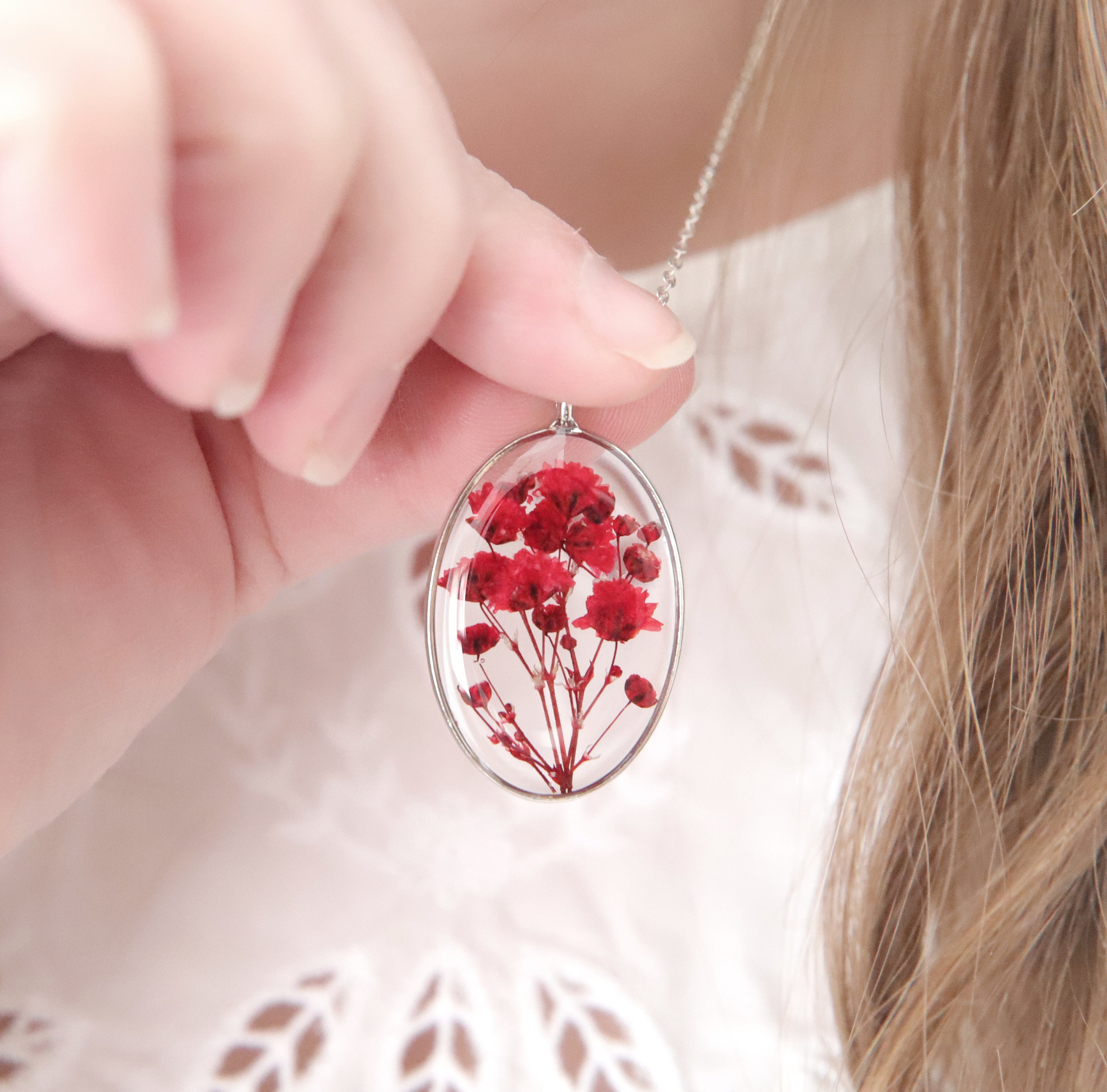 Pressed flower necklace etsy deals