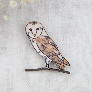 Owl Brooch, Owl Pin, Barn Owl Badge, Realistic Owl Jewellery, Night Owl, Woodland Jewelry, Nature Lover, Forest Animal, Gift for Teen Girl