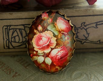 Floral Brooch Pin, Rose Pins, Brooch For Women, Vintage Brooches for Women, Autumn Brooch, Fall Brooch, Mother Day Gifts, Bronze Brooch