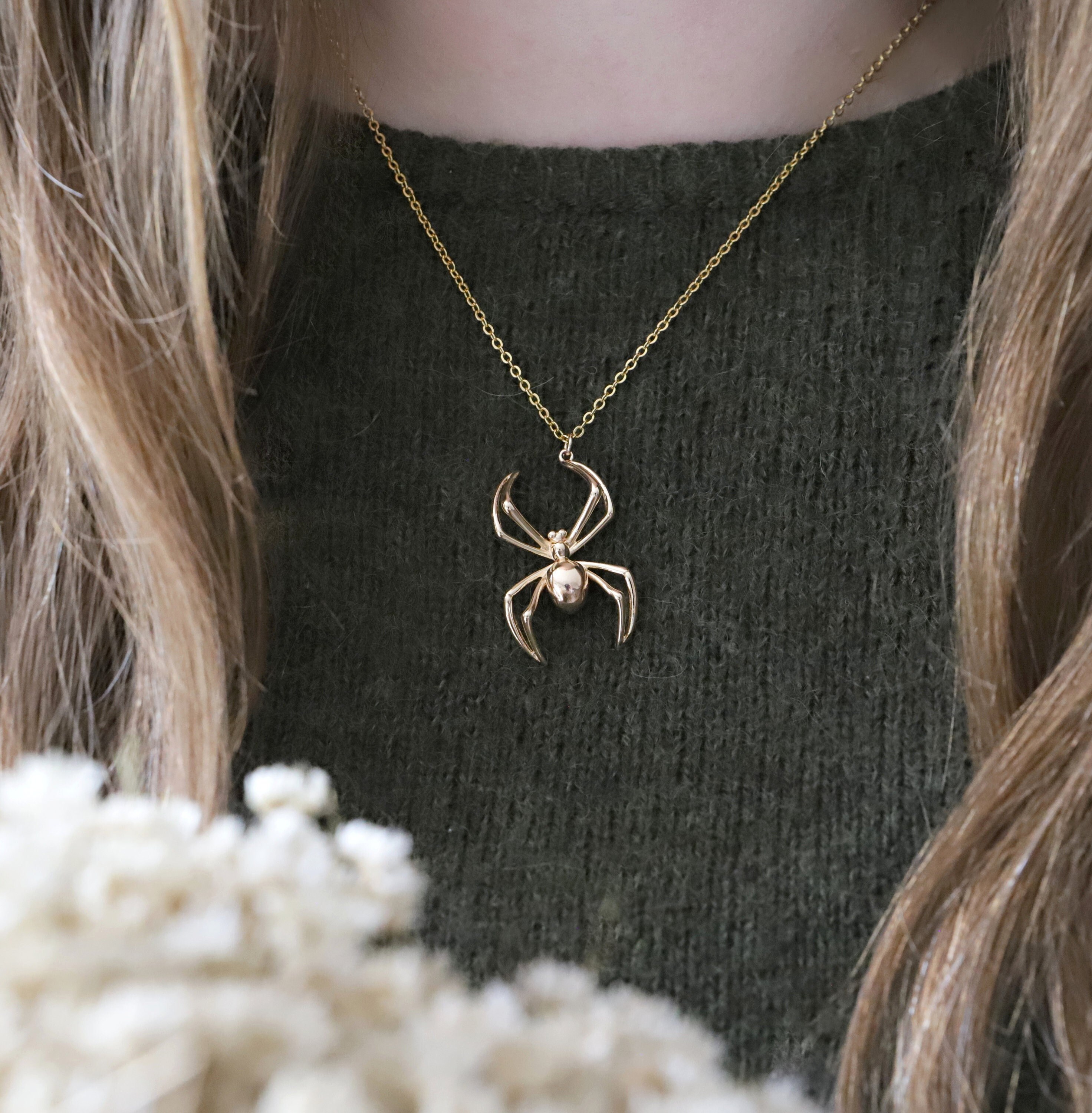 Spider Necklace Gold Pendant for Women and Men Cottagegore Dark Academia Insect Necklaces Black Widow Gothic Jewelry Goth Halloween Pendants Etsy
