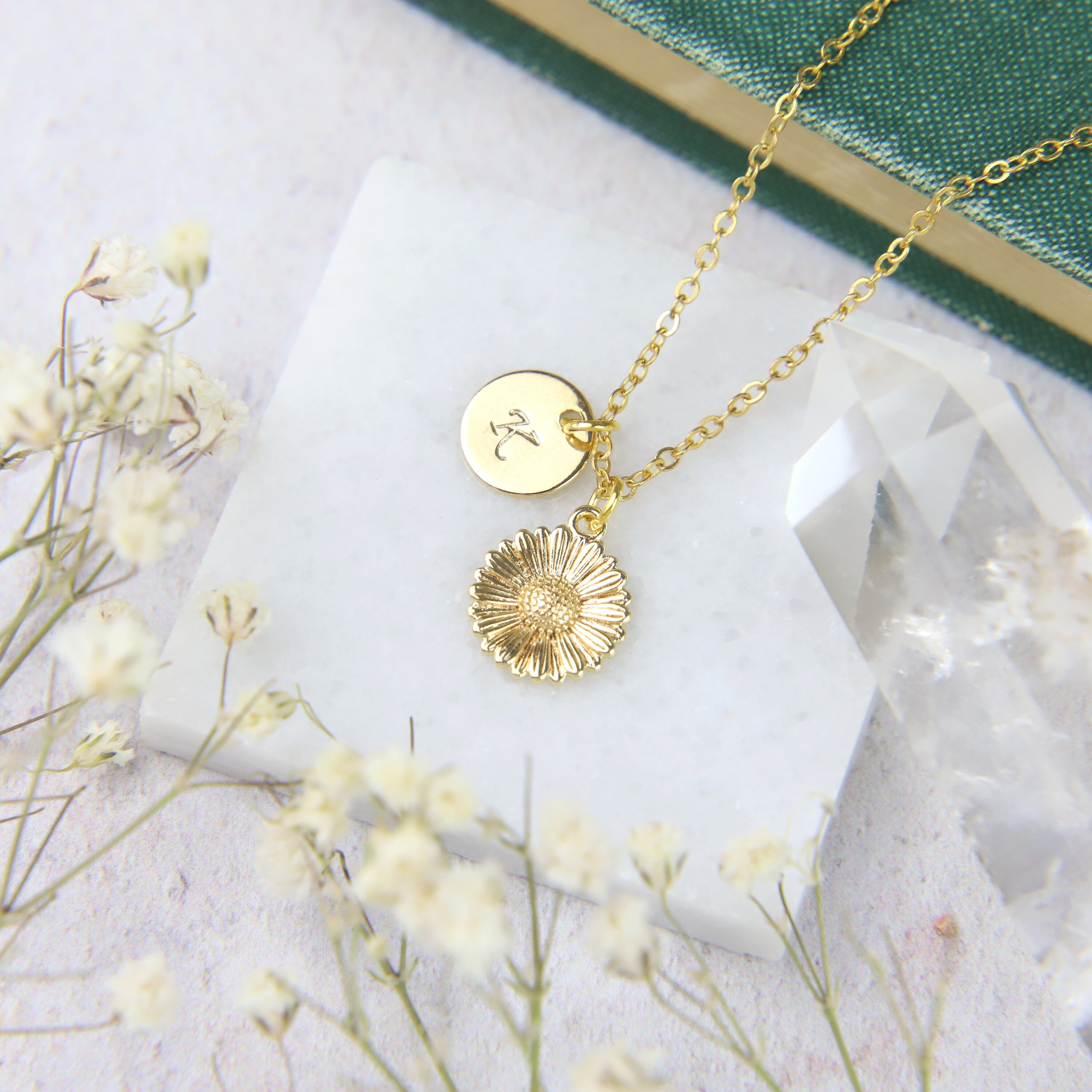 Sunflower Necklace Gold Plated 