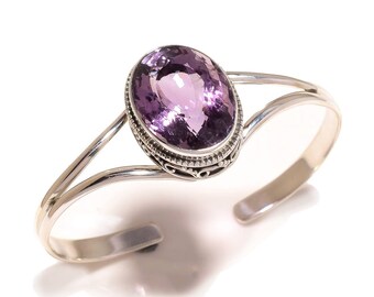 Aurex Natural and Certified Amethyst Cuff Bracelet in 925 Silver 5.25 Carat Amethyst Cuff Bracelet for Women/Ladies/Girls Aurex Natural and Certified Amethyst Cuff Bracelet in 925 Silver 5.25 Carat Amethyst Cuff Bracelet for Women/Ladies/Girls
