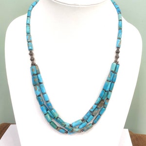Persion Turquoise natural traditional old silver vintage style 925 sterling silver necklace