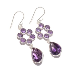 Amethyst earrings amethyst stone earrings amethyst silver earrings purple color stone earring wedding gift earring party wear earrings