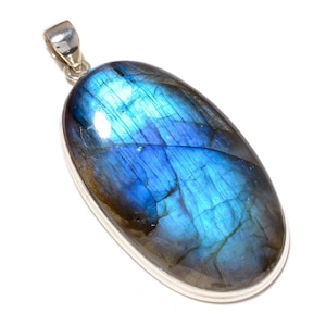 Pendentif en argent labradorite bleu pierre flashy pendentif en argent sterling 925 cadeau de mariage cadeau d'anniversaire cadeau d'anniversaire cadeau de Noël
