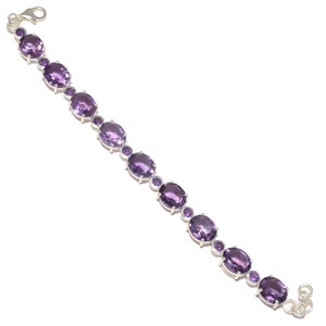 Amethyst facettierte Stein 925 Sterling Silber Armband Hochzeitsgeschenk Geburtstagsgeschenk Weihnachtsgeschenk Jahrestag Geschenk