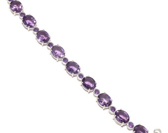 Amethyst faceted top qualitystone 925 sterling silver nice bracelets
