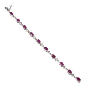 Pulsera de plata 925 con baño de rodio y piedra natural rubí, regalo de boda, regalo de Navidad, regalo de cumpleaños, regalo de aniversario.