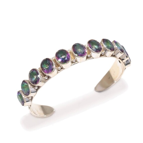 Mystic Topaz Bangle Oval Shape Stone Cuff Bangles Wedding Gift