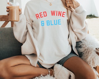 Comfort Colors Red Wine and Blue Shirt for 4th of July Custom USA Tshirt for Summer BBQ Vacation USA Pride Tee Custom Independence Day Shirt