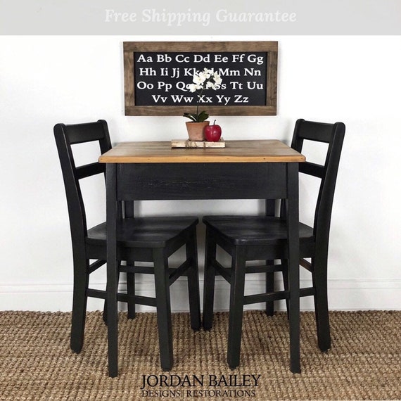 Farmhouse Table And Chair Set Children S Playroom Craft Etsy