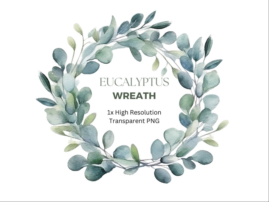 Watercolor Eucalyptus Wreath Clipart, Transparent Png, Greenery - Etsy