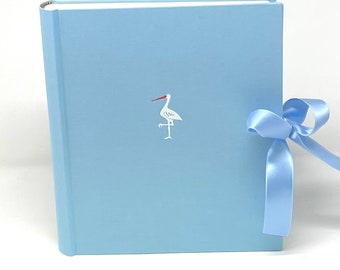 Personalized baby photo album for birth – High-quality memory album in 20/24 cm format, light blue, 30 light sheets/60 pages