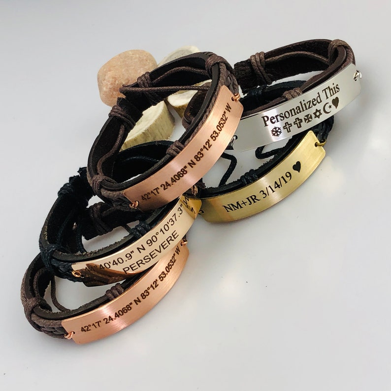 Custom Leather Bracelet Personalized Leather Bracelet Etsy UK