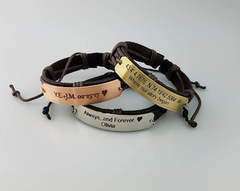 Personalized leather bracelet Handmade bracelet graduation gift mens bracelet  coordinate bracelet gift for boyfriend father him