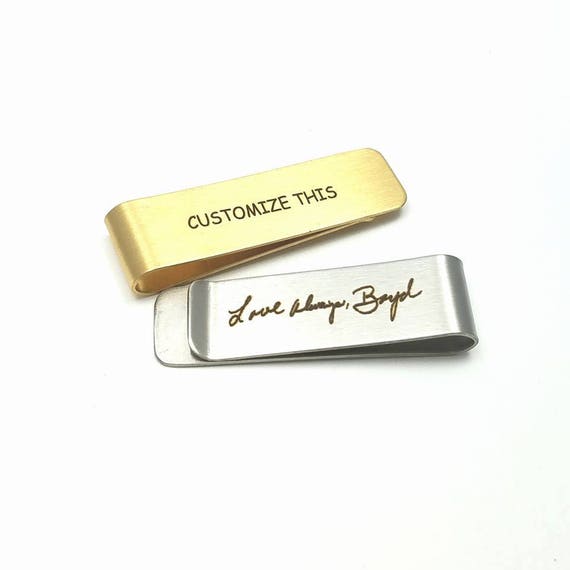 Tatsachliche Handschrift Geld Clip Gravur Geldscheinklammer Messing Edelstahl Money Clip Laser Graviert Nachricht Geschenk Fur Vater Custom Geschenk - 