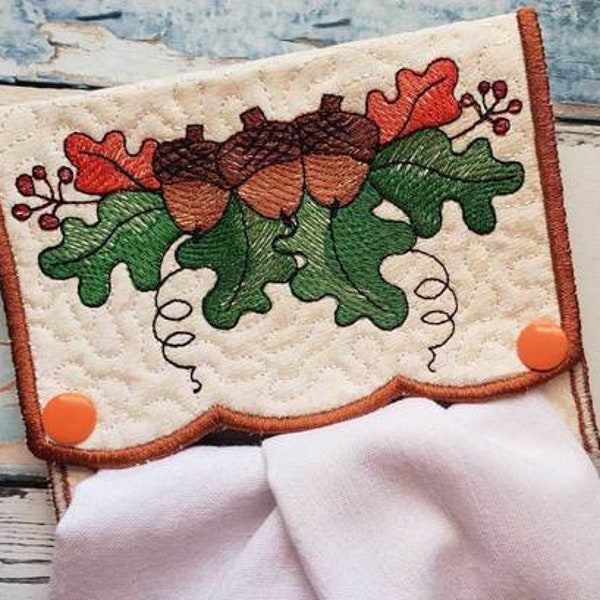 ACORN TOWEL TOPPER Embroidery - Fits a 5x7" & 6x10" Hoop - Machine Embroidery Designs