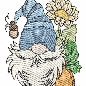 Mai GNOME EMBROIDERY 2 - SUNFLOWER, Gnome, Monat Mai, Sommer Gnome - passt eine 4 x 4, 5 x 7 & 6 x 10&quot; Reifen - Maschine Stickerei Designs