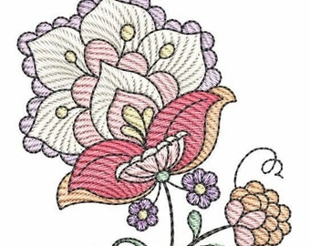 Jacobean - 6 - Fits into a 4x4" & 5x7" Hoop - Instant Downloadable Machine Embroidery