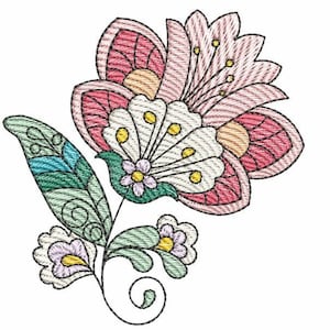 JACOBEAN FLOWER EMBROIDERY 2 - Fits into a 4x4&quot; & 5x7&quot; Hoop - Instant Downloadable Machine Embroidery