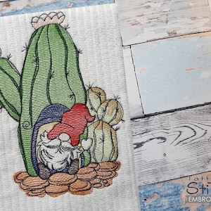 CACTUS GNOME Home EMBROIDERY - Gnomes, Cactus, Arizona, Desert - Fits a 4x4, 5x7 & 6x10" Hoop - Machine Embroidery Designs