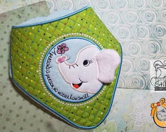 Ellie Bandanna Bib - Uses a 4x4" 5x7 and 8x12" Hoop - Instant Downloadable Machine Embroidery