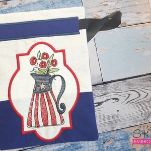 AMERICANA Vase GIFT BAG - Patriotic, American, Americana, Gifting, Gift Bags - Fits a 5x7" and 6x10" Hoop - Machine Embroidery Designs