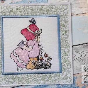 SUNBONNET SUE EMBROIDERY Quilt Block 5 - Fits a 5x5&quot;, 6x6&quot;, 7x7&quot;, 8x8&quot; & 10x10&quot; Hoop - Machine Embroidery Designs