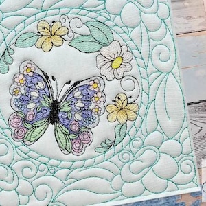 Stain Glass Butterfly Quilt Block-Fits a 5x5&quot;, 6x6&quot;, 7x7&quot;, 8x8&quot; & 10x10&quot; Hoop - Machine Embroidery Designs