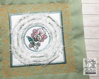 Jacobean 2 Chenille Quilt Block - Fits a 6x6", 7x7", 8x8" & 10x10" Hoop - Machine Embroidery Designs