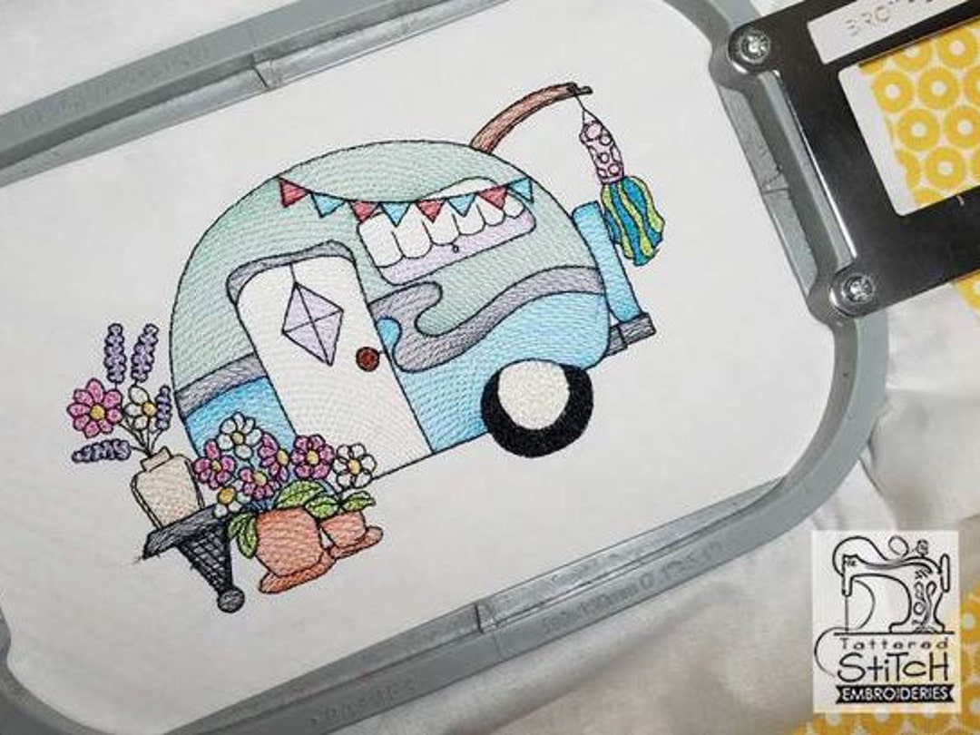 Vintage CAMPER EMBROIDERY 4 R V, Camper, Camping, Vintage MACHINE