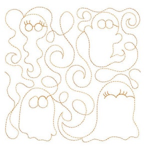 GHOSTS Edge to Edge QUILT Block -  Embroidery, Halloween, Ghost, Ghost Embroidery, Quilting - Machine Embroidery Designs