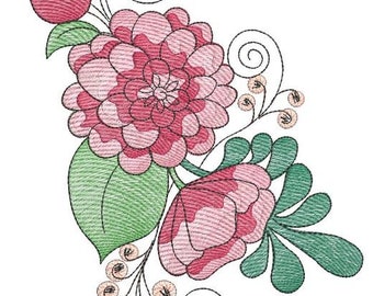 PEONY FLORAL EMBROIDERY Cluster (flowers Only - No