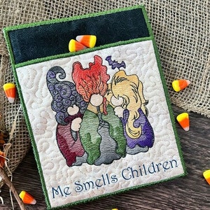 3 GNOME WITCHES POTHOLDER Embroidery - Halloween, October, Gnomes - Fits a 4x4, 5x7 & 8x8&quot; Hoop - Machine Embroidery Designs