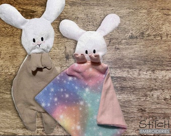BUNNY LOVEY EMBROIDERY - Bunny Lovey, Baby, Baby Blanket, Baby Lovey, Security Blanket - Fits a 4x4 Hoop - Machine Embroidery Designs