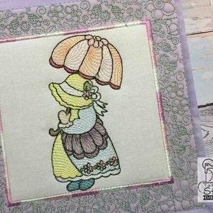 Sunbonnet Sue Quilt Block 3 - Fits a 5x5&quot;, 6x6&quot;, 7x7&quot;, 8x8&quot; & 10x10&quot; Hoop - Machine Embroidery Designs